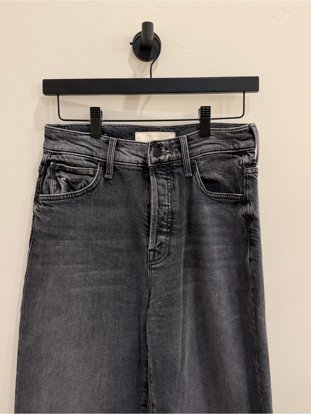MOTHER High-Rise Wide Leg Jeans - Washed Black NWT - Picture 3 of 10